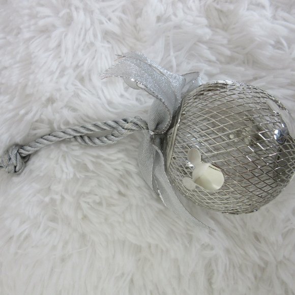 Disney Ornament Mickey Mouse Silver Metal Wire Mesh Christmas Holiday Vintage - Picture 4 of 6